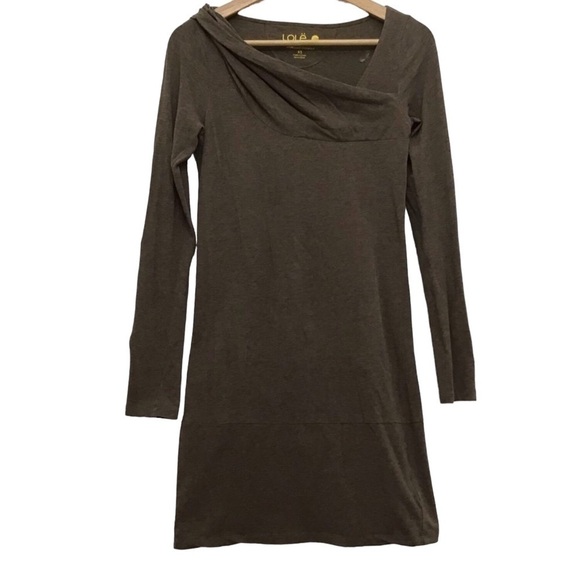 Lole Organic Cotton Dress Tan Eco Responsible Neutral Tone asymmetric XS - Picture 1 of 14